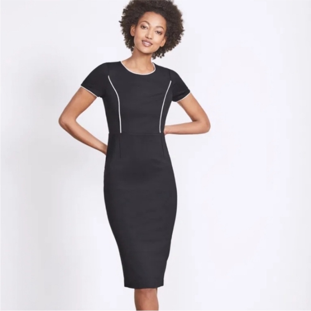 Boden Black Midi Dress with White Accents